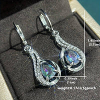 925 Water Drop Shape Hook Earrings Inlaid Water Drop Shape Synthetic Gems 35 UK