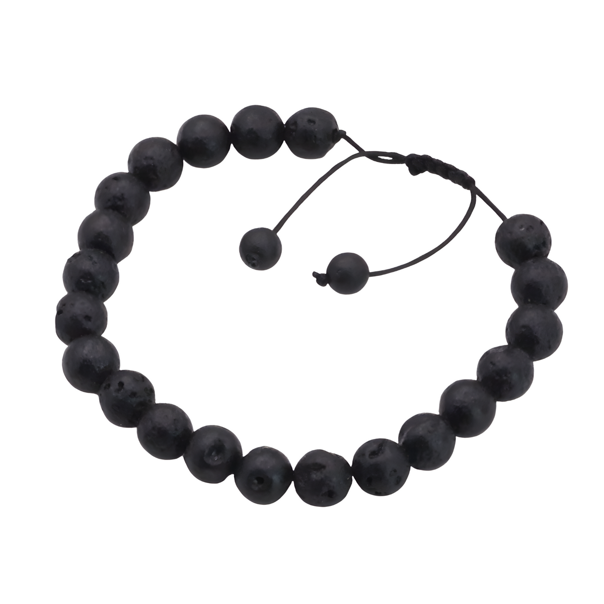 Unisex Natural Stone Bracelet, 8mm Lava Rock Beads & Tigers Eye, Adjustable B115