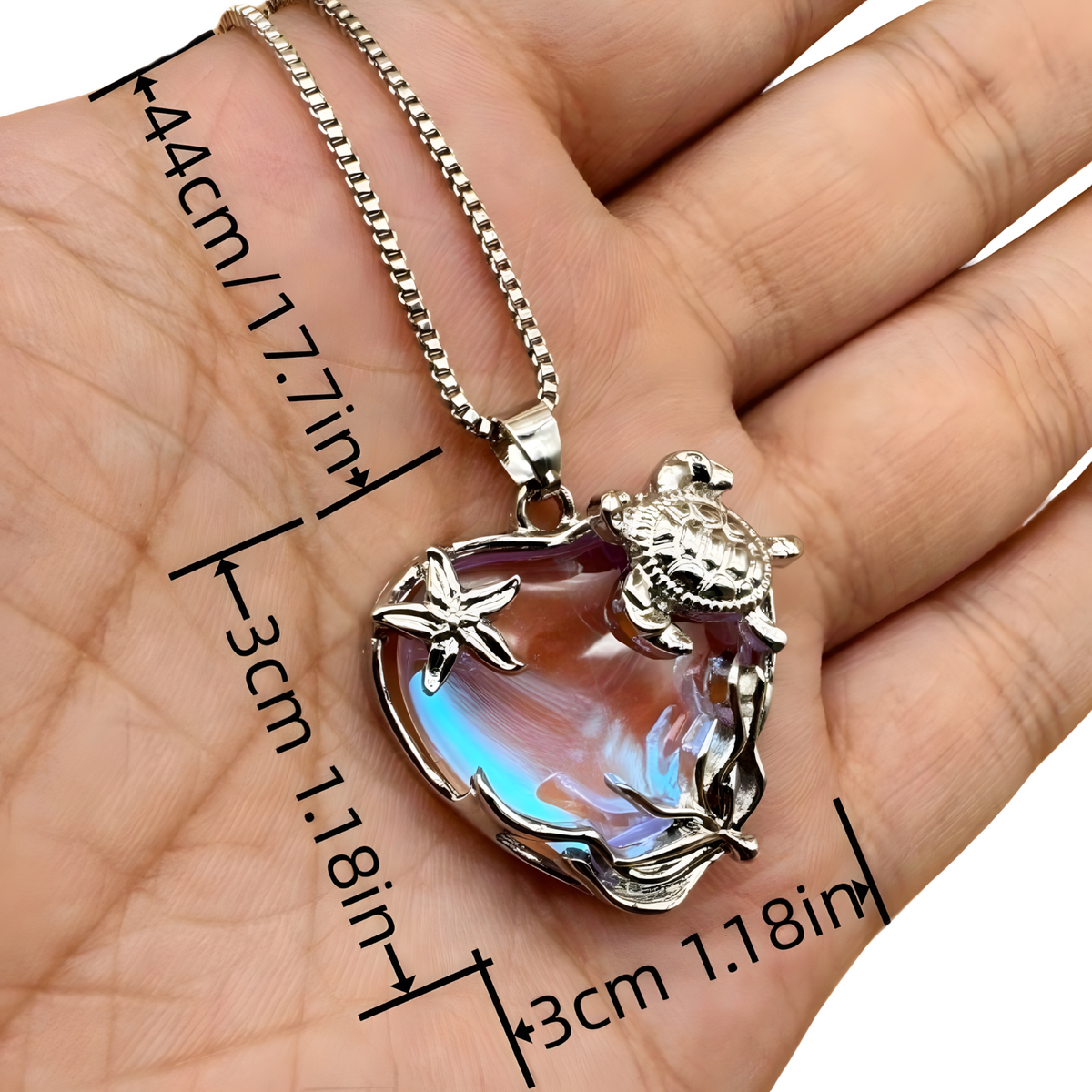 Sterling Silver Plated Sea Turtle Starfish Heart Pendant Necklace UK Ship B28