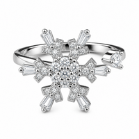 Rotatable Snowflake Spinner Ring For Women, Adjustable Open Band Fidget 1509