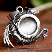 Viking Dragon Tree of Life Pendant Necklace Men– Stainless  Nordic Run 1067