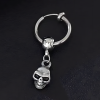Men's Stainless Steel Skull Dangle Earrings for Boys Punk Rock Hip Hop 468