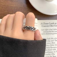 Retro Vine Band Ring For Women, Adjustable Open Ring, Silver Plated Zinc B328
