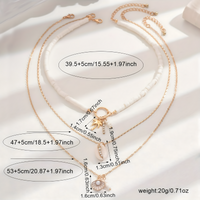 Boho Shell & Palm Layered Necklace – Gold-Tone Zinc Alloy Imitation Pearl 677
