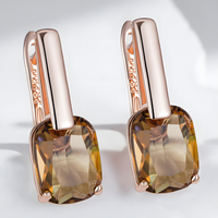 585 Rose Gold Colour Black Ceramic Drop Earrings for Women Copper Leverback 1298