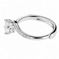 Adjustable Zircon Engagement Ring Round Brilliant Solitaire Pavé Detail 1665