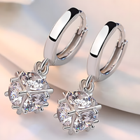 Women's Dangle Hoop Earrings,925 Sterling Silver Plated with Round-Cut Cubic 467
