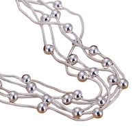 925 Sterling Silver Multi-Strand Snake Chain Bracelet Smooth Round Beads 416