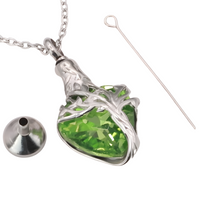 Heart Tree of Life Urn Necklace Crystal Funnel Filler 316L Stainless Steel B212