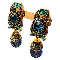 Vintage Statement Clip On Earrings For Women Geometric Rhinestone Crystal 1463