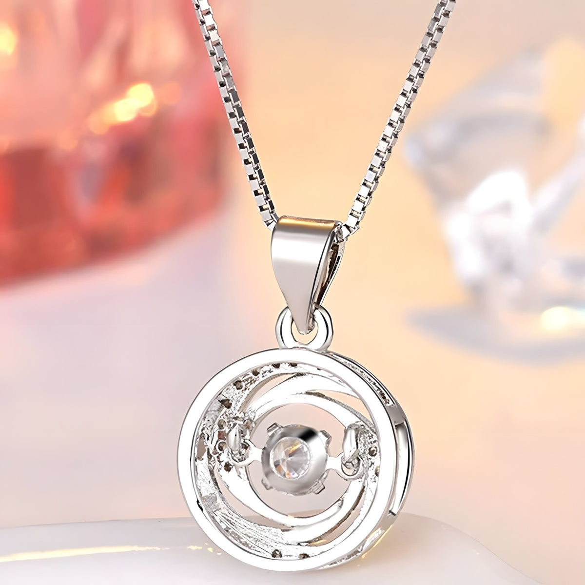 925 Sterling Silver Women Jewelry Gift Round Whirl Pendant Necklaces Fashion 263