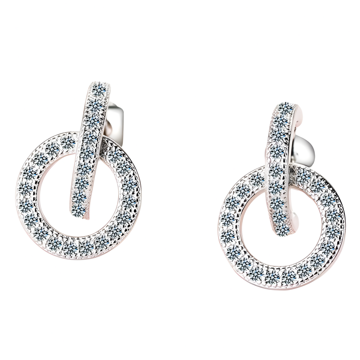 925 Sterling Silver Rhinestone Drop Earrings, Punk Rock Arch Bridge Dangle 322