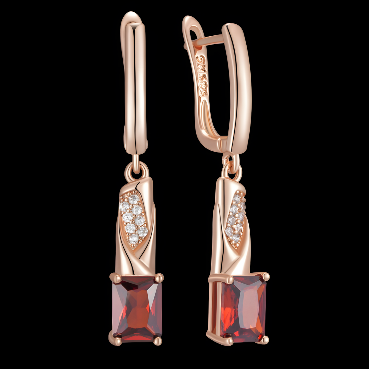 Rose Gold Colour Long Drop Earrings for Women, Copper Alloy Dangle Earrings 1291