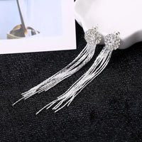 Full Shiny Rhinestone Tassel Design Long Dangle Earrings Luxury Elegant Style 97