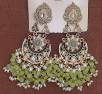 Elegant Bollywood Inspired Gold Kundan Earrings - Traditional Indian Jewelry 210