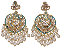 Elegant Bollywood Inspired Gold Kundan Earrings - Traditional Indian Jewelry 225