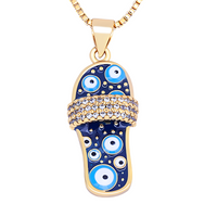 New Trend Enamel Slipper Pendant, Blue Evil Eye Protection Necklace B161