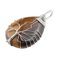 Tree of Life Tiger Eye Pendant Necklace Spiritual Crystal Healing Statement 1335