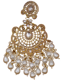 Elegant Bollywood Inspired Gold Kundan Earrings - Traditional Indian Jewelry 186