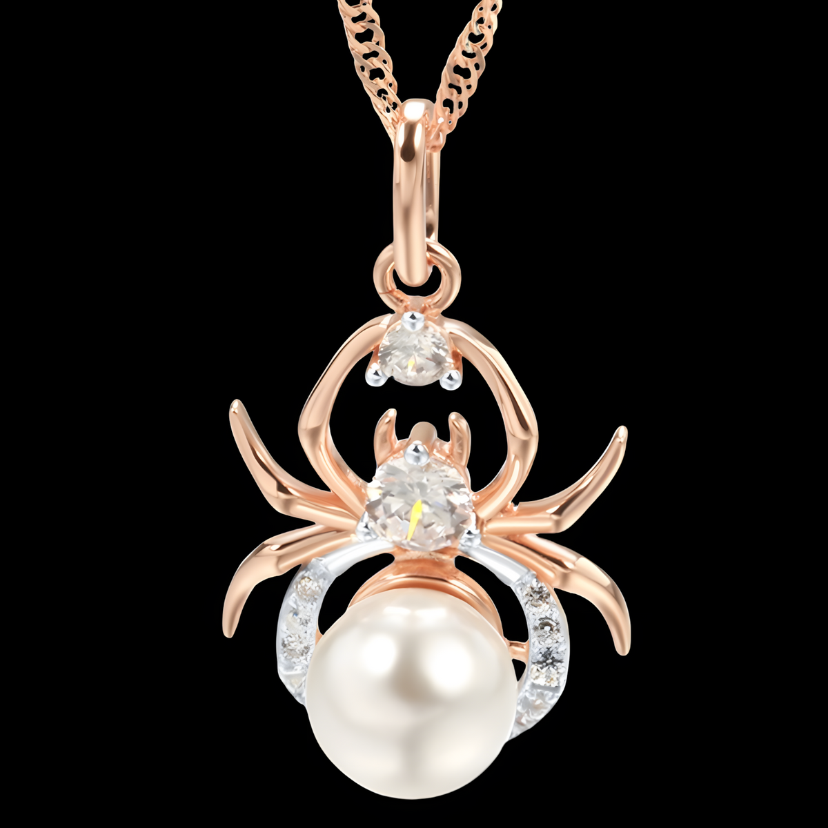 585 Rose Gold & Silver Colour Spider Pendant Necklace Women – Copper Metal 1273