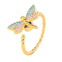 Whimsical Dragonfly Spinner Ring - Gold Tone Fidget Ring for Anxiety Relief 379