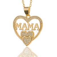 Unified Jewellery Gold "Mama"Heart Pendant Necklace Sparkling Crystal Mother B16