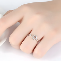 Star of David Adjustable Ring - AAA Cubic Zirconia Open Ring, Jewish Jewelry 366