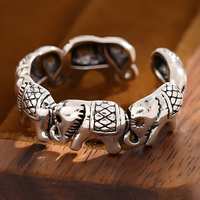 Vintage Thai Silver Elephant 925 Sterling Silver Female Resizable Opening 493