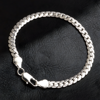 925 Silver-Plated Bracelet – Cuban Link Chain S925 Lobster Lock, Polished 850