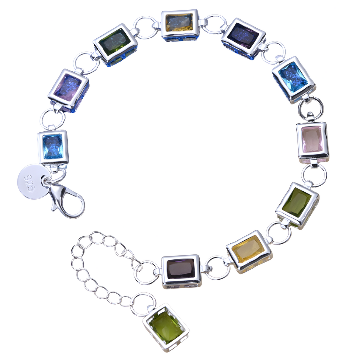 Cushion Cut Multi Tone Zirconia Station Bracelet Chic Geometric Square 1729