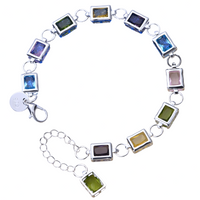 Cushion Cut Multi Tone Zirconia Station Bracelet Chic Geometric Square 1729