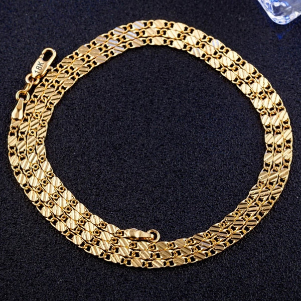 18K Gold Plated Chain Necklace, 2mm Wide, Adjustable Eco-Friendly Material 440