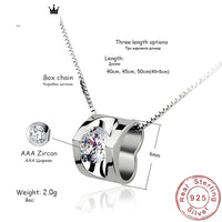 925 Sterling Silver Pendant Necklace for Women, Elegant AAA Zircon Charm 277