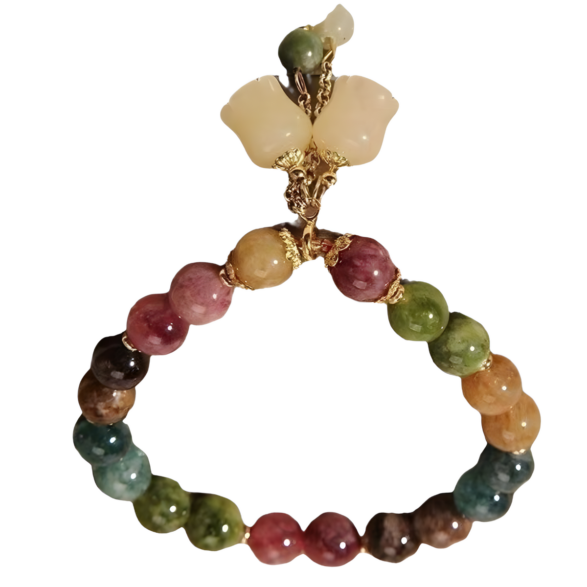 Natural Colorful Tourmaline Gemstone Beaded Bracelet Healing Crystal Stone B185