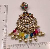 Elegant Bollywood Inspired Gold Kundan Earrings - Traditional Indian Jewelry 173