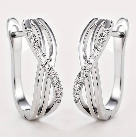 Unified Jewellery® - Women's 925 Silver Infinity Hoop Earrings with Zircon 7 UK