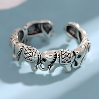 Vintage Thai Silver Elephant 925 Sterling Silver Female Resizable Opening 493