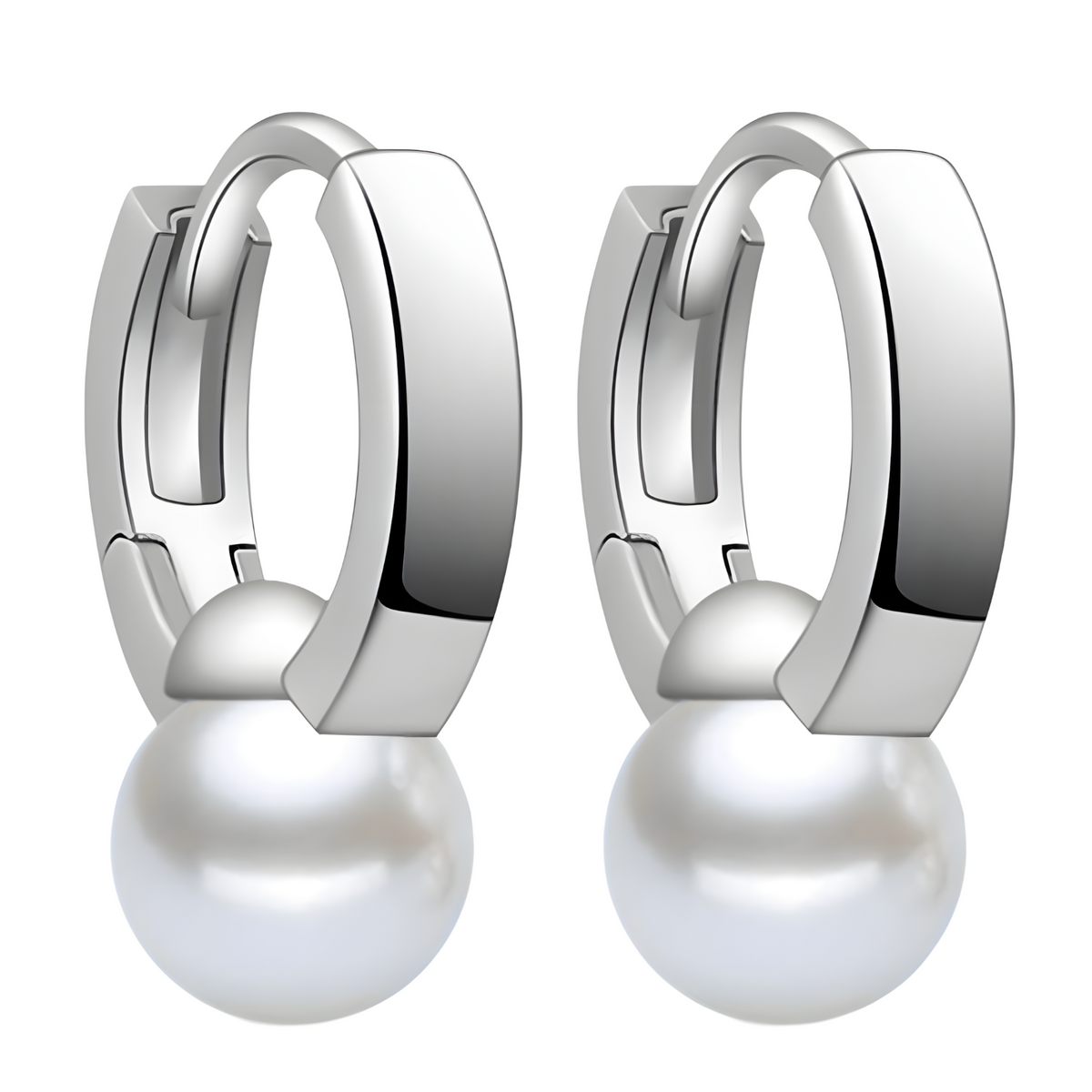 925 Silver-Plated Pearl Hoop Earrings for Women – Simulated Water Drop Pearl 938