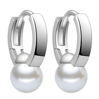 925 Silver-Plated Pearl Hoop Earrings for Women – Simulated Water Drop Pearl 938