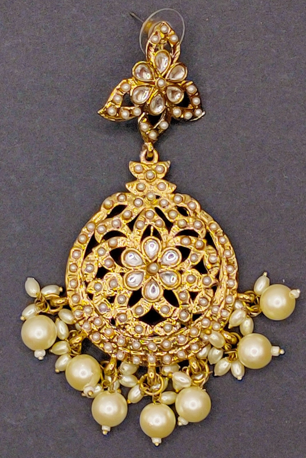 Elegant Bollywood Inspired Gold Kundan Earrings - Traditional Indian Jewelry 242