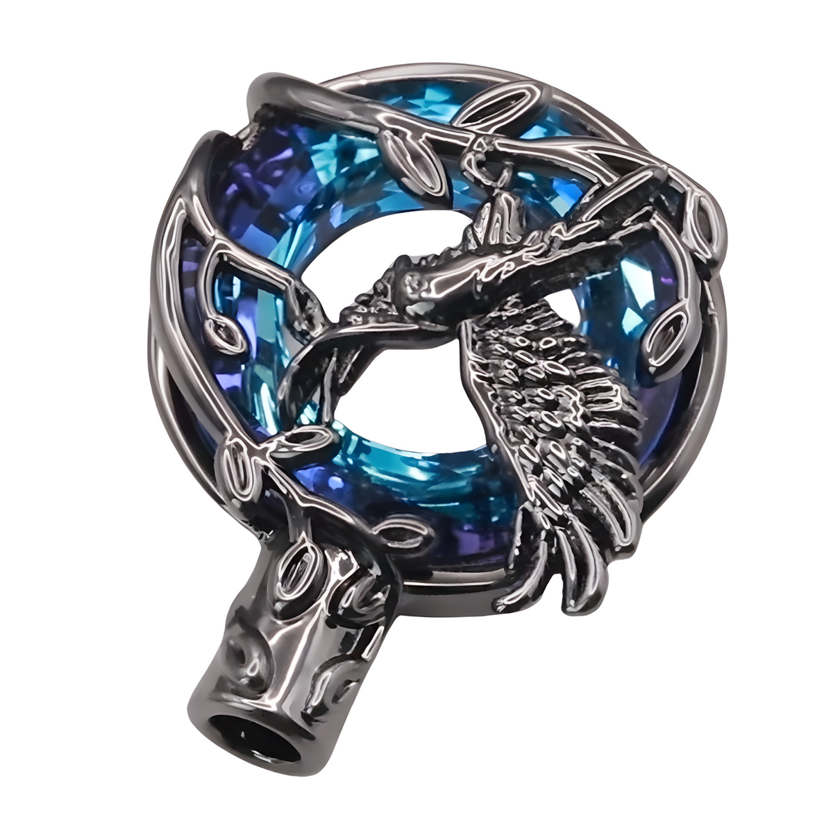 Black Blue Eagle Pendant Necklace Snake Chain Unisex Religious Style Claw B199