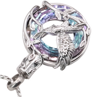 Silver Phoenix Bird Urn Necklace for Ashes Cremation Memorial Pendant Alloy B203