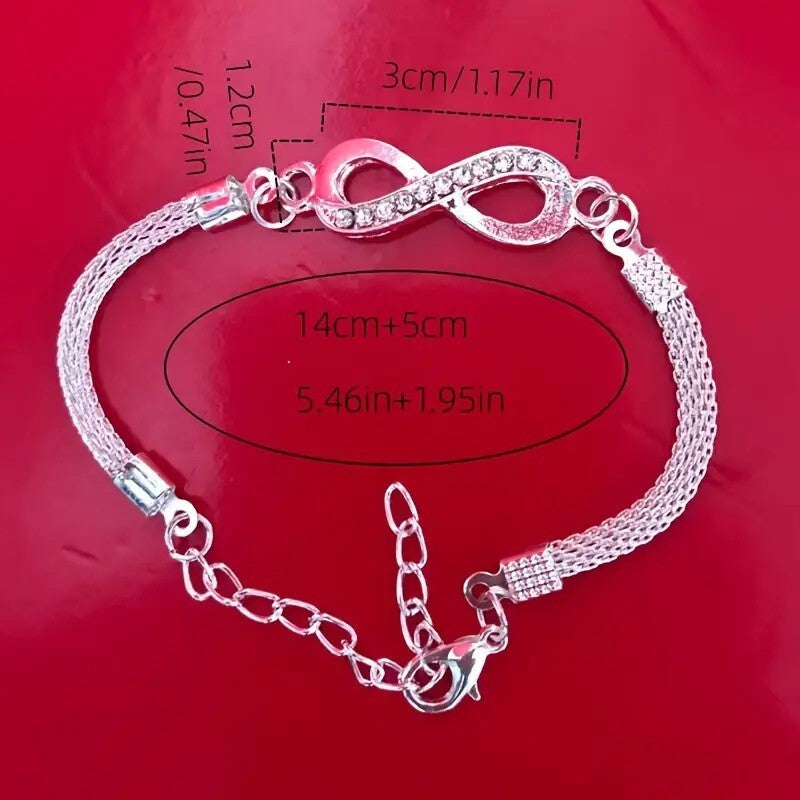 Fashion Silver Infinity Bracelet Jewelry Jewellery Women Lovely Christmas 19 UK
