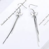 925 Silver-Plated Butterfly Tassel Drop Earrings Women – Long Silver Chains 1051
