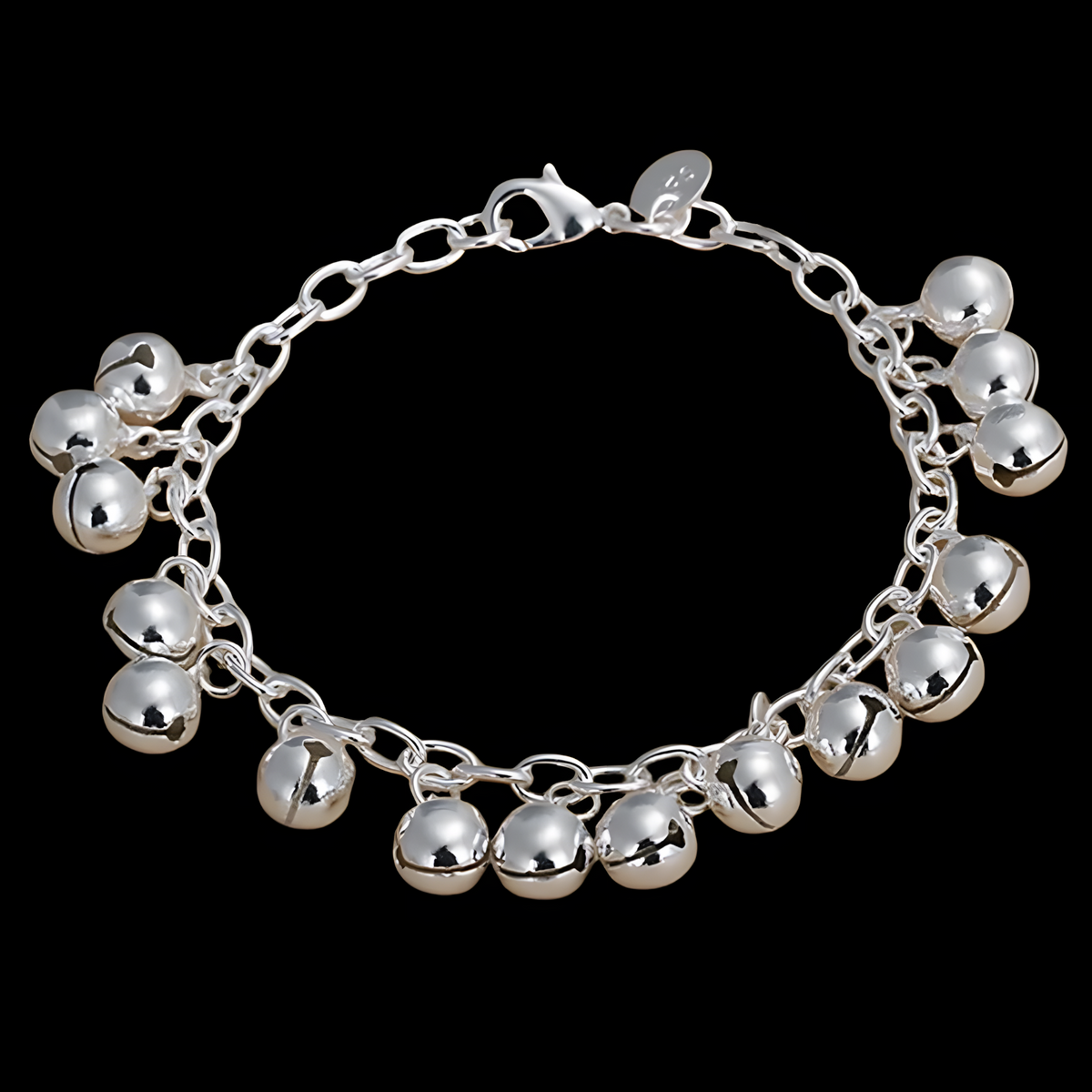 Bell Charm Bracelet for Women – Cable Link Chain, Lobster Clasp Extender 1427