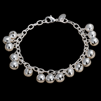 Bell Charm Bracelet for Women – Cable Link Chain, Lobster Clasp Extender 1427