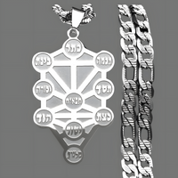 Silver Kabbalah Sephirot Tree Of Life Design – Hebrew symbolic pendant 1073