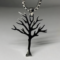Stainless Steel Tree of Life Pendant Necklace - Modern Silver Tone Charm B85