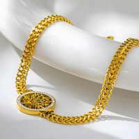 Gold Plated Stainless Steel Tree of Life Bracelet-Adjustable Mood Tracker 1141