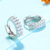 925 Sterling Silver Pave Cubic Zirconia Huggie Hoop Earrings Small CZ Hoop 355